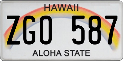 HI license plate ZGO587
