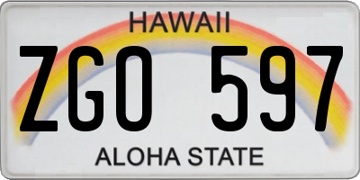 HI license plate ZGO597