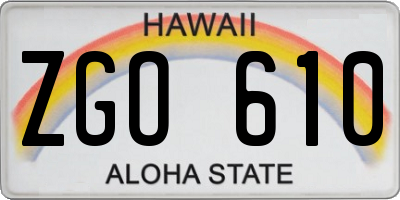 HI license plate ZGO610