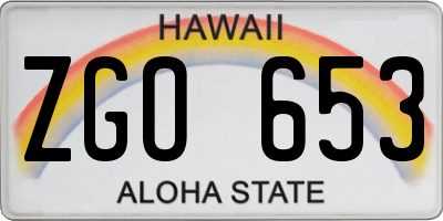 HI license plate ZGO653