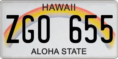 HI license plate ZGO655