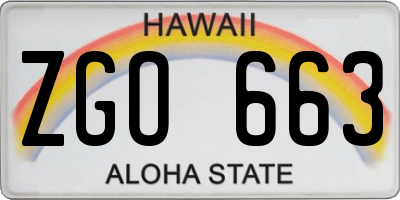 HI license plate ZGO663