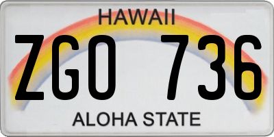HI license plate ZGO736