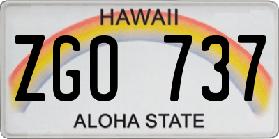 HI license plate ZGO737