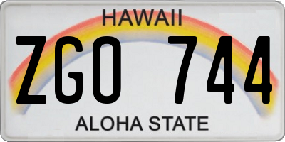 HI license plate ZGO744