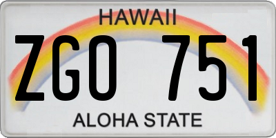 HI license plate ZGO751