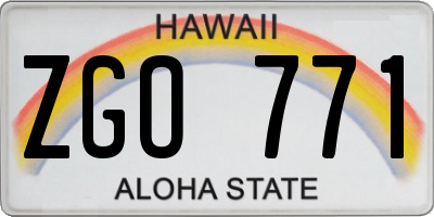 HI license plate ZGO771