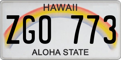 HI license plate ZGO773
