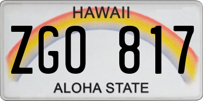 HI license plate ZGO817