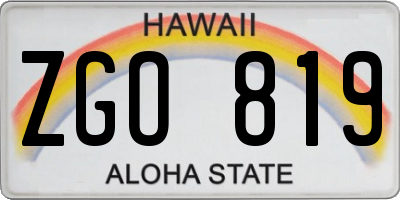 HI license plate ZGO819