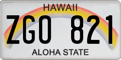HI license plate ZGO821