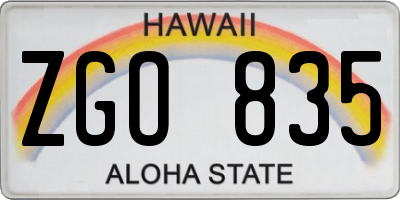 HI license plate ZGO835