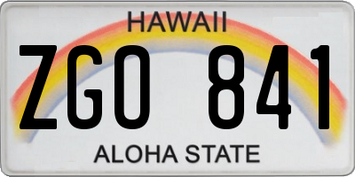 HI license plate ZGO841