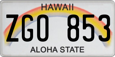 HI license plate ZGO853