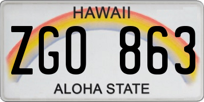 HI license plate ZGO863
