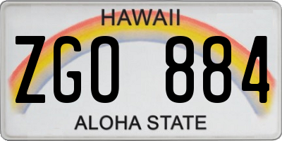 HI license plate ZGO884