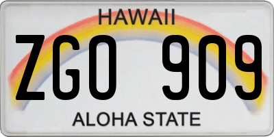HI license plate ZGO909