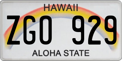 HI license plate ZGO929