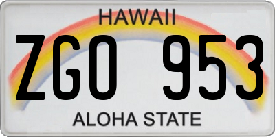 HI license plate ZGO953