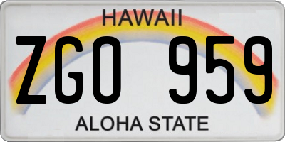 HI license plate ZGO959