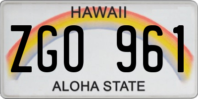 HI license plate ZGO961