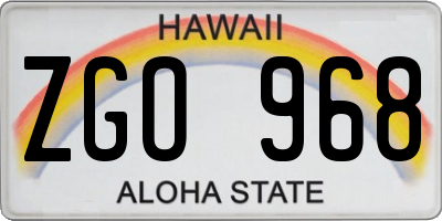 HI license plate ZGO968