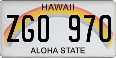 HI license plate ZGO970