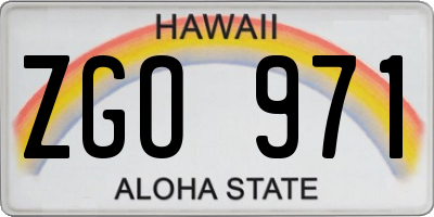 HI license plate ZGO971