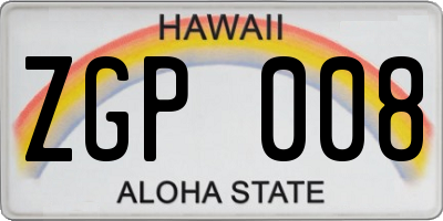 HI license plate ZGP008