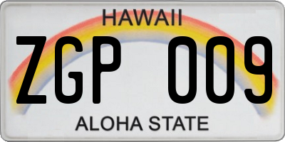HI license plate ZGP009