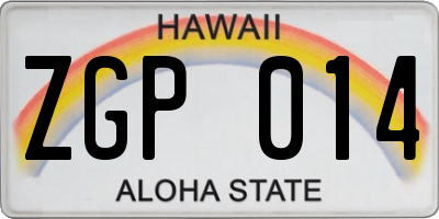 HI license plate ZGP014