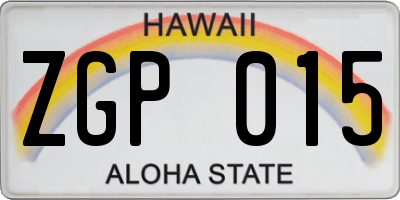 HI license plate ZGP015