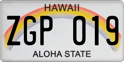 HI license plate ZGP019