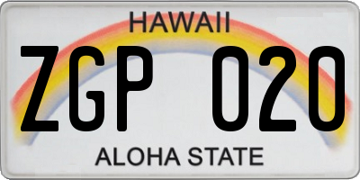 HI license plate ZGP020
