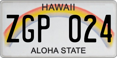 HI license plate ZGP024