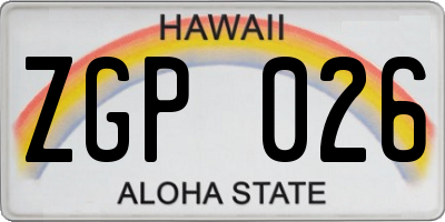 HI license plate ZGP026