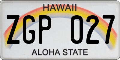 HI license plate ZGP027