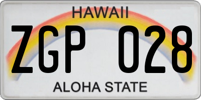 HI license plate ZGP028