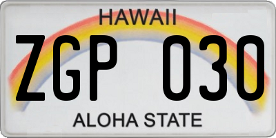 HI license plate ZGP030
