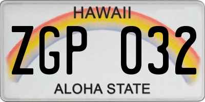 HI license plate ZGP032
