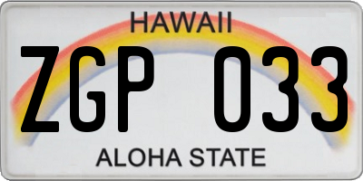 HI license plate ZGP033