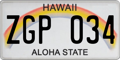 HI license plate ZGP034