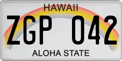 HI license plate ZGP042