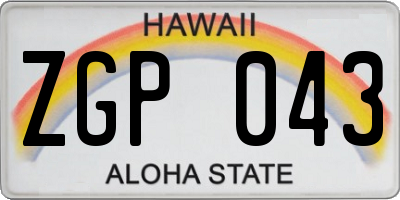 HI license plate ZGP043