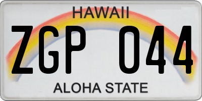 HI license plate ZGP044