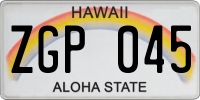 HI license plate ZGP045