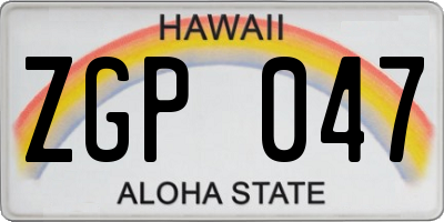 HI license plate ZGP047