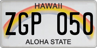 HI license plate ZGP050
