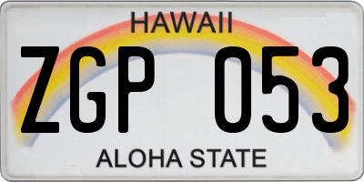 HI license plate ZGP053