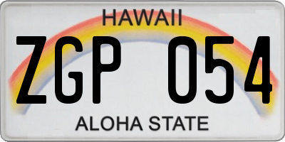 HI license plate ZGP054